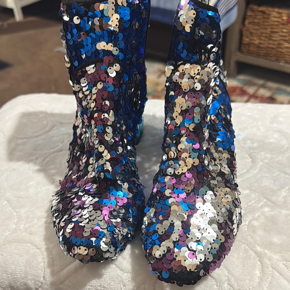 Sequin Ankle Boots - Multicolor